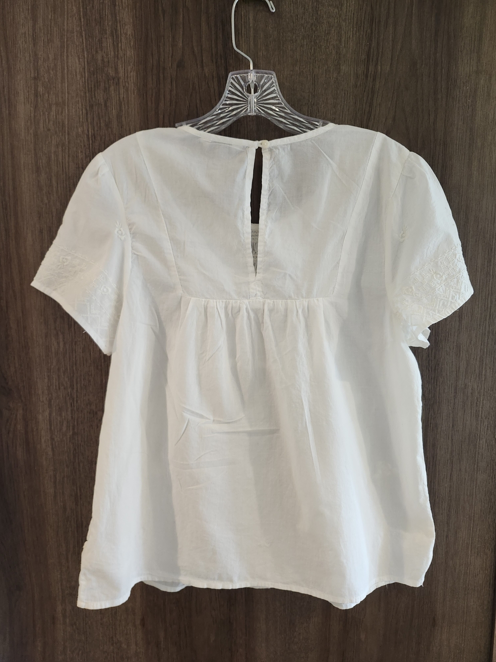 Lucky Brand White Embroidered Smocked Peasant Top - Picture 2 of 3